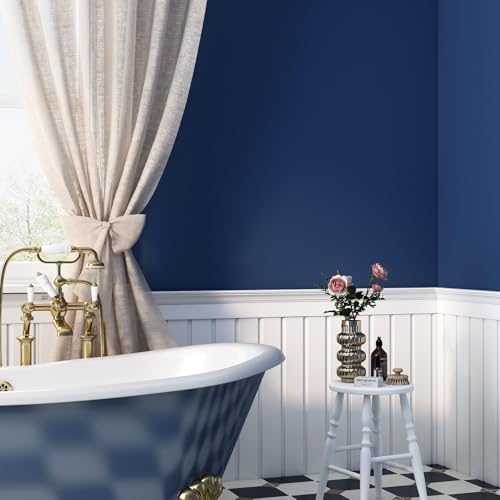 Livelynine 15.8x394 Blue Peel and Stick Wallpaper for Bathroom Waterproof Renter Friendly Bedroom Wallpaper Accent Wall Covering Cabinet Contact Paper Waterproof Kitchen Vinyl Wrap Sticky Boys Ideas - color: Dark Blue, size: 15.8" x 394"