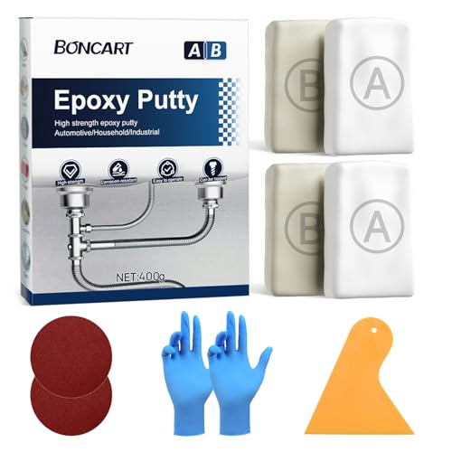 Boncart High Strength AB Epoxy Putty, 400g Steel Reinforced Repair Filler - color: 400g, White