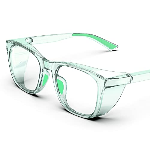 DILANCO Clear Safety Glasses Goggles With Side Shields for Women Men,Fog & Scratch-Resistant Complete UV Protection Eyewear - color: Green
