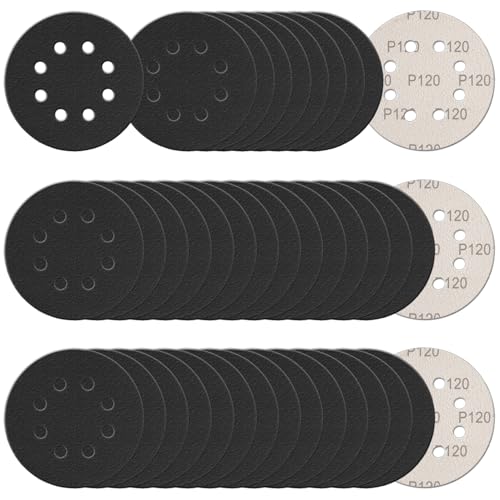 100Pcs 5 Inch Sanding Discs Hook & Loop 8-Hole Wet Dry Sandpaper 120 Grit - style: 100Pcs 120 Grit