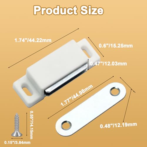 12Pcs Magnetic Door Catch, for Closure Cupboard Closet Bathroom - color: White, 12Pcs