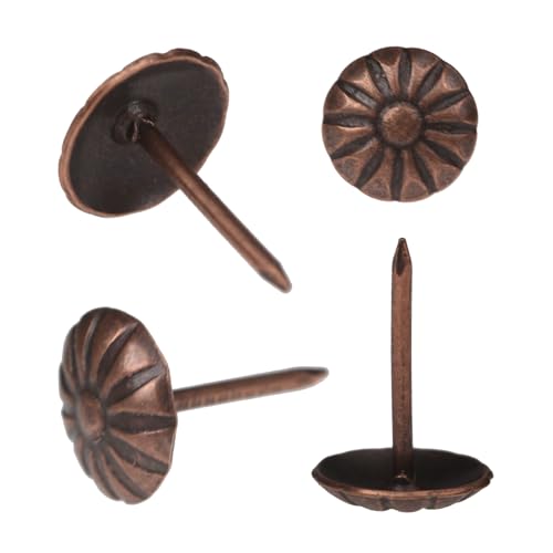 Upholstery Tacks for Furniture Upholstery Nails Tacks for Decorative 100Pcs - color: Red Copper_flower