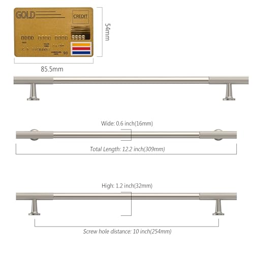 Amerdeco 10 Pack Brushed Satin Nickel Cabinet Pulls 10" - color: Brushed Satin Nickel, size: 10"/254MM