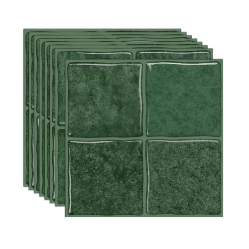 20pcs Peel and Stick Backsplash Wall Tiles,Retro Green 6"x6" - color: Retro Green