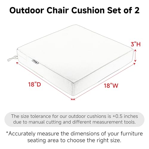 Favoyard Patio Chair Cushions 18 x 18 x 3 Inch Waterproof Outdoor Seat - color: Grey, size: 18 x 18 x 3 In