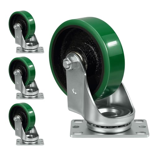 4'' Caster Wheels Heavy Duty Casters, Polyurethane on Cast Iron, Swivel Casters Set of 4 Wheesl for Cart Toolbox, 1800lbs Capacity (4 Swivel) - style: 4 Swivel