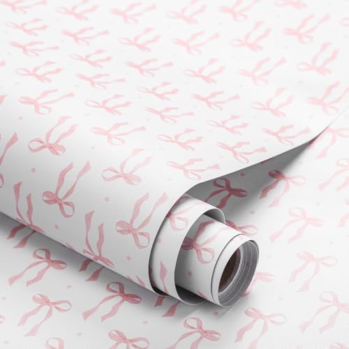 Drydiet Pink Bow Wallpaper Peel and Stick Contact Paper 11.8 in x 78.7 in - color: Pink, size: 11.8 in x 78.7 in, style: Bow