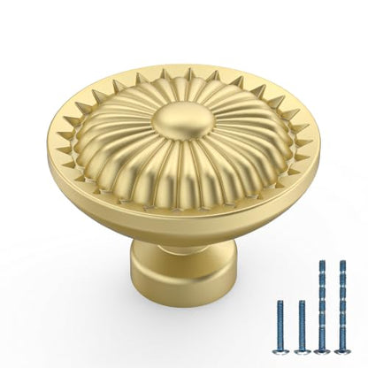 10 Pack Brushed Gold Cabinet Knobs, Kitchen Knobs - color: Brushed Gold, size: knob