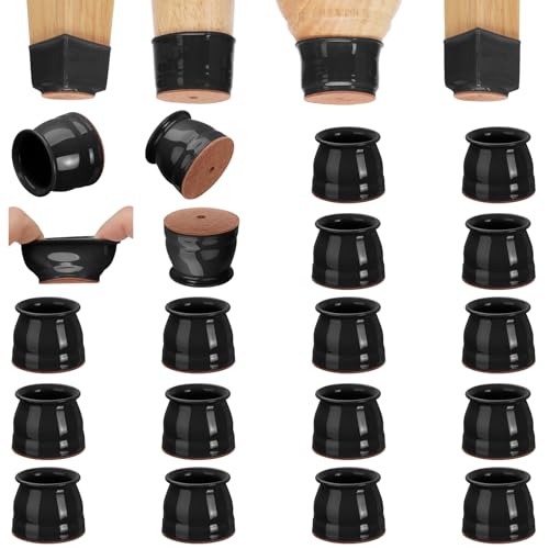 CHUNZEXI 16 Pack Silicone Chair Leg Floor Protectors for Hardwood Floors - color: Black-16pack, size: Universal L