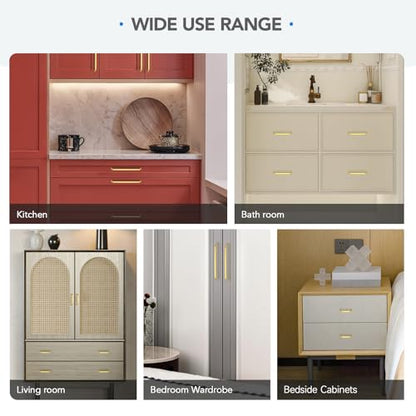 HOME EDIT Gold Solid Cabinet Handles & Pulls 3-3/4 Inch 10 Pack - color: Brushed Brass, size: 3-3/4 inches Hole Center