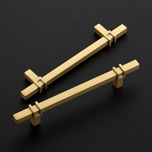 HOME EDIT 5 inch Cabinet Handles, 10 Pack Kitchen Cabinet Handles Gold Drawer Pulls Zinc Alloy Square Bar Kitchen Pulls - color: Gold, size: 5 Inch Hole Center