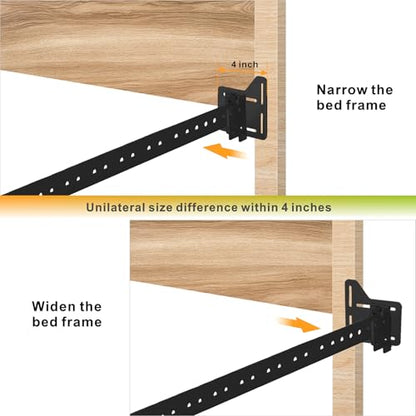 2Pcs Bed Frame Adapter for Headboard Conversion, Adjustable Bed Frame Adapter Connector, Headboard Attachment Bracket for Full to Queen Bed Modification, Black