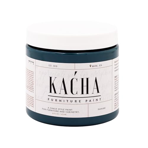 Kacha Furniture Paint | Green Chalk Style Paint for Furniture, Cabinets, and Crafts | Pint -16 oz | Danube | Low VOC | Matte | (Topcoat Required) - color: Danube Deep Green, size: 16 Fl Oz (Pack of 1)
