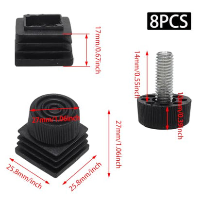 8Pcs Adjustable Leveling Feet, M8 Threaded Insert Kit with Non-Slip Base