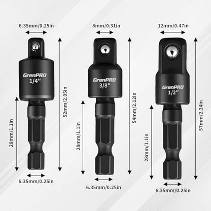 GRENPRO 19-Piece Flexible Drill Bit Extension Kit, 2 Right Angle Adapters - size: 19PCS