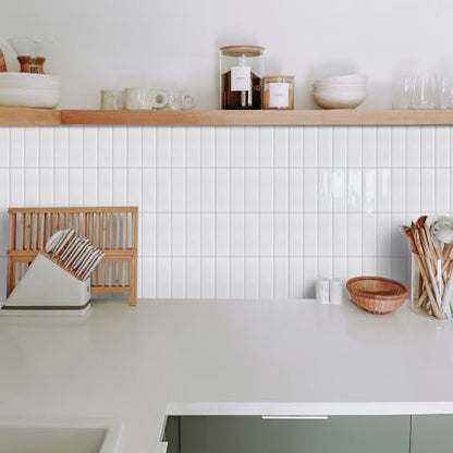 Alwayspon 10 Sheets 12" x12'' White Gray 3D Vinyl Backsplash Tiles, Self-Adhesive Peel and Stick Wall Tile Stickers Stick on Subway Tiles for Kitchen Bathroom Wall - color: White/Gray