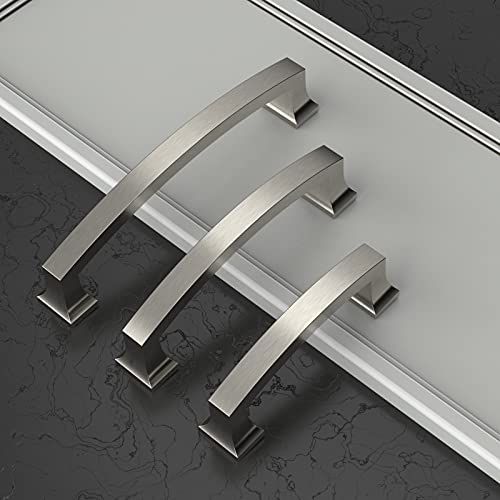 Asidrama 10 Pack 3.75 Inch(96mm) Brushed Satin Nickel Kitchen Cabinet Handles, Cabinet Pulls Kitchen Cabinet Hardware for Cupboard Drawer Pulls - color: Brushed Satin Nickel, size: 3.75" Hole Center, style: 10 Pack