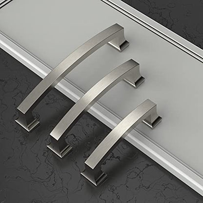 Asidrama 10 Pack 4 Inch(102mm) Hole Centers Kitchen Cabinet Handles, Brushed Satin Nickel Cabinet Pulls Kitchen Cabinet Hardware for Cupboard Drawer Pulls - color: Brushed Satin Nickel, size: 4" Hole Center, style: 10 Pack