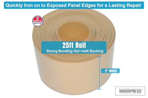 2" Beige Cream Pre-Glued Melamine Edge Banding, 25 ft - size: Width: 2"