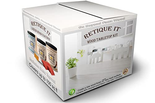 Retique It Liquid Wood Countertop Kit with Wood Gel Stain - Genuine Wood Finished countertops (64 oz (All Countertops), 98 White Wash) - color: 98 White Wash, size: 42 oz (All Countertops)