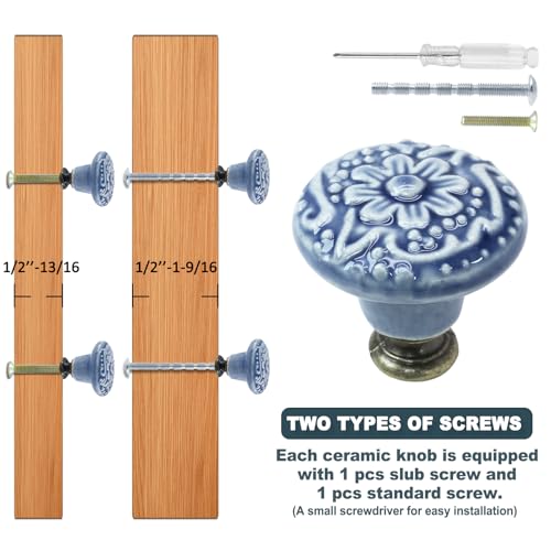 Biaungdo 6 Pcs Light Blue Ceramic Kitchen Cabinet Knobs - color: Light Blue