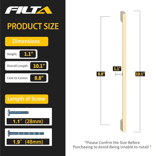 FILTA 10 Pack 8.8 Inch(224mm) Hole Centers Brushed Brass Cabinet Pulls,Stylish Gold Cabinet Pulls Zinc Alloy Cabinet Hardware for Cabinets Cupboard Handles Drawer Pulls - color: Brushed Brass, size: 8.8" Hole Center, style: 10pack