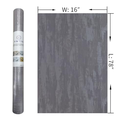 TOTIO Silver Grey Stained Plaster Wallpaper Peel and Stick Modern Industrial Style Wall Paper Roll 16x78inch Bubble-Free Design Matte Thickened Waterproof Self-Adhesive Contact Paper Gray Wall Sticker - color: Light Gray, size: 16" x 78"