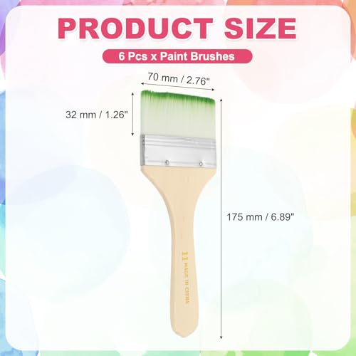 PATIKIL 6Pcs Wooden Paint Brush Set, 6.9" Nylon Bristle Flat Brushes #11 - color: Green/White, size: #11