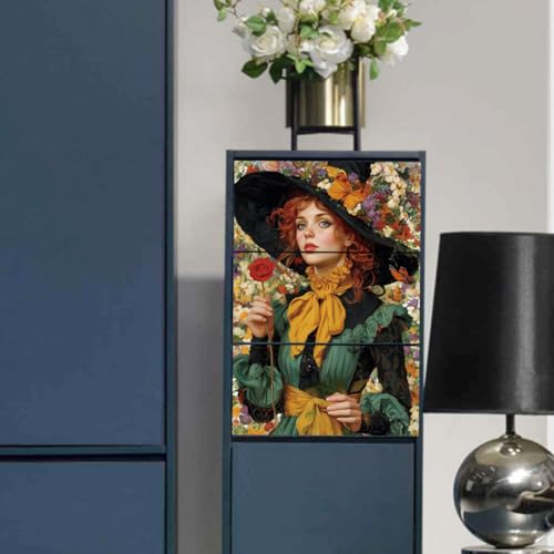 Peacoblue Witch with Flower Hat Rub On Transfers for Furniture Craft 6"x12" - style: Witch with Flower Hat