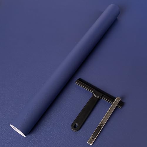 Blue Wallpaper Peel and Stick with Tools Removable Blue Matte Wall Paper - color: Blue, size: 17.7" x 590.5"