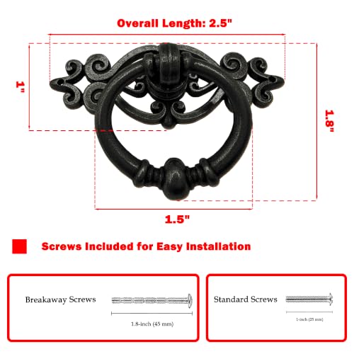 8 Pack Oil-Rubbed Bronze Ring Pulls, Single Hole Cabinet Hardware - color: Oil Rubbed Bronze