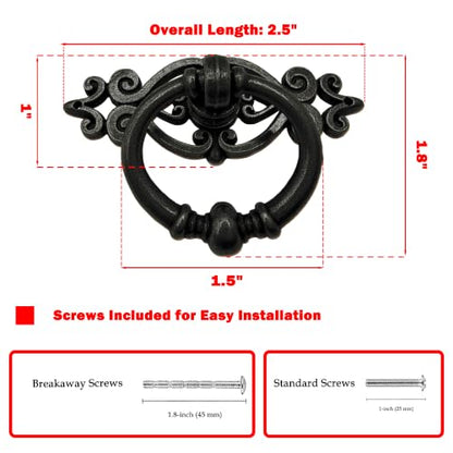 8 Pack Oil-Rubbed Bronze Ring Pulls, Single Hole Cabinet Hardware - color: Oil Rubbed Bronze