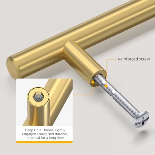 Goldenwarm 20 Pack 8-1/16" Gold Cabinet Handles Brushed Gold Cabinet Pulls - color: Gold, size: 8-1/16 Inch Hole Centers