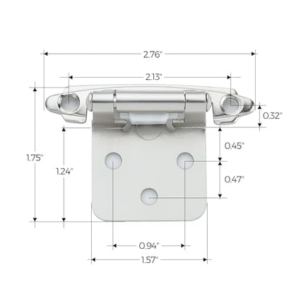 Ravinte Polished Chrome Cabinet Hinges 1/2 Inch Overlay, 60 Pack (30 Pairs) - color: Polished Chrome