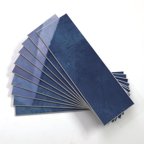 Tilingview 30 PCS Peel and Stick Backsplash Tile for Kitchen/Bathroom/Living Room, 3"x 9" Self-Adhesive Subway Tile for Backsplash, Imitation Glazed Tiles/Handmade Tiles (Glossy Navy Blue) - color: Glossy Navy Blue