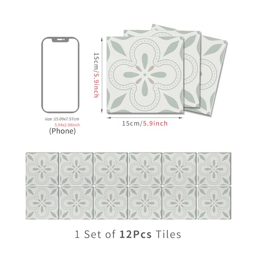 VICCI 12Pcs Tile Sticker Peel and Stick Wall Tiles Decals, 5.9x5.9 inch - color: Art-231, size: 5.9x5.9IN*12PCS