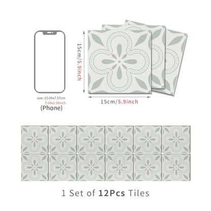VICCI 12Pcs Tile Sticker Peel and Stick Wall Tiles Decals, 5.9x5.9 inch - color: Art-231, size: 5.9x5.9IN*12PCS