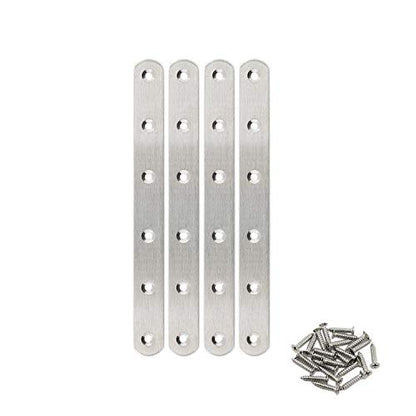 4 Pack Flat Mending Plate for Wood,ULIFESTAR Stainless Steel Straight Brackets 160mm / 6" Length 6 Screw Hole Flat Repair Fixing Wood Brace Joining Plates Connector with Fixing Screws - size: ['160x20x3mm']