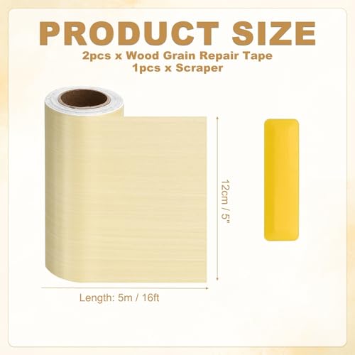 HARFINGTON Wood Grain Repair Tape 5" x16ft Self-Adhesive Repair Patch - color: Yellow Fir, size: 5" x 16ft