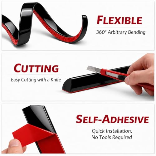0.25" x 0.25" Mini Quarter Round Molding,10FT Self Adhesive Flexible Trim for Small Gaps, Countertop Wall Seam, Window Sill, Desk & Cabinet Edge, Peel and Stick Finishing Strip - color: Black, size: 1/4 in x 10 ft