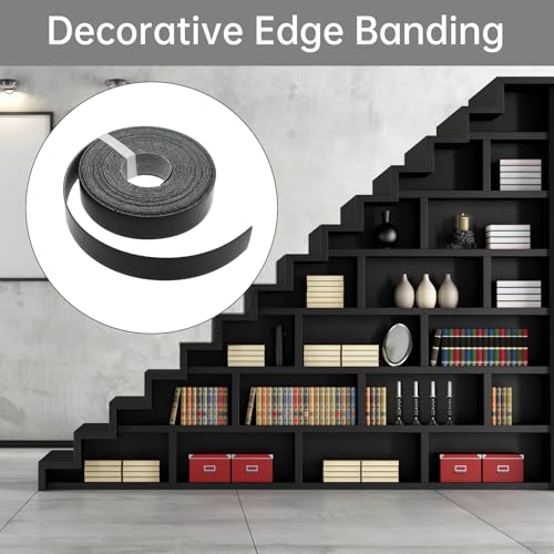 7/8 inch * 25 Ft PVC Edge Banding Hot Melt Adhesive Veneer Edging Black - color: Black, size: 7/8 inch * 25 ft (2.2 cm * 7.6M)
