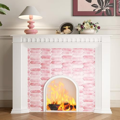 FunStick 15-Pack Light Pink Peel and Stick Backsplash Pink Hexagon Kitchen Backsplash Tiles Peel and Stick on Backsplashes Tiles for Kitchen Bathroom Self Adhesive Wall Tile Stickers Removable 12"x12" - color: Light Pink, size: Box of 15 Tiles
