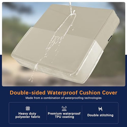 Favoyard Outdoor Patio Seat Cushions Set, 19 x 19 Inch, Waterproof, Beige - color: Beige, size: 19 x 19 x 3 In