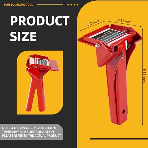 TENGBASE 2.5" Industrial Silicone Extrusion Tool for RTV Tubes - Easy-Grip Dispenser, Maximizes Sealant Use & Reduces Waste - color: Red