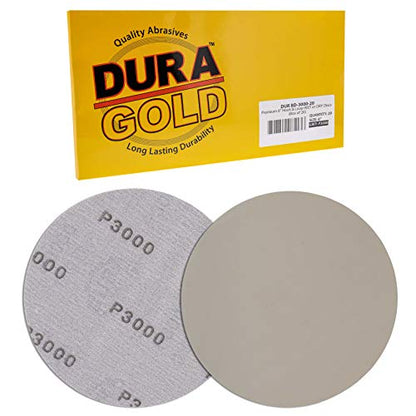 Dura-Gold 6" Wet or Dry Sanding Discs, 3000 Grit (Box of 20), Hook & Loop - size: 3000-Grit
