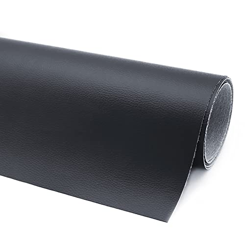 Update Self Adhesive Faux Leather Sheet Vinyl Upholstery Leather Fabric Material Sheets Leather Repair for Sofa Bags Chairs Car Seats DIY Craft Black 17.3" x 78"