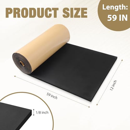 LSGCQ Sponge Neoprene Foam Padding Self Adhesive Foam Sheets, Black - color: Black, size: 12" Wide x 1/8" Thick x 59" Long