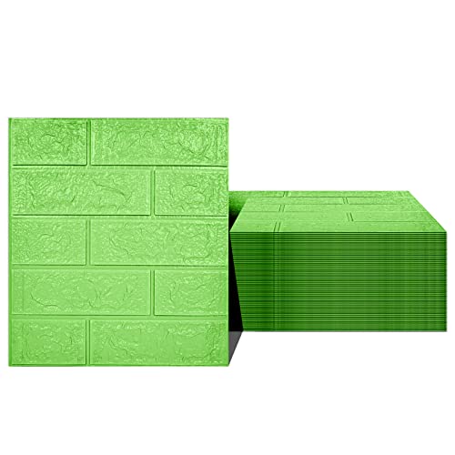 3D Wall Panels Peel and Stick, 58 Sq Ft Coverage, Faux Brick Green - color: Green, size: 58 Sq Ft Coverage