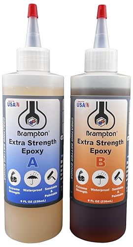 Brampton Extra Strength Epoxy, 20-Minute Work Life, Waterproof 2-Part Epoxy Glue Kit for Tile, Metal, Ceramic, Glass, Wood, Stone, Strong Bonding, Sandable, Paintable Resin, Easy 1:1 Mix, 16 oz - style: 16 FL OZ KIT
