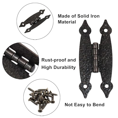 Murtenze 3.5 Inch Antique H Hinges, Red Bronze, 4 Pack - color: Red Bronze